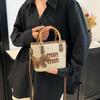 2025 Nova Moda Primavera Cor-Bloqueio Cesta de Palha Bolsa Balde Bolsa de Mão Bolsa Transversal de Ombro Bolsa Feminina