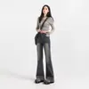 Jeans American Hot Girl Bootcut para Mujer 2025 Otoño Nuevo Aspecto Adelgazante de Cintura Alta Pantalones Acampanados de Pierna Recta Elásticos de Cintura Alta