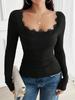 Moda Femenina Casual de Venta Caliente Transfronteriza Temu Estilo Casual Camiseta Otoño e Invierno Versátil para el Trabajo Base Top de Manga Larga
