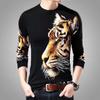 Camiseta de manga larga para hombre de primavera y otoño, camisa con estampado 3D de dragón chino, ropa juvenil de otoño, camisa de hombre de talla grande, moda ajustada