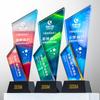 En Stock Fabricante Venta al por Mayor Nuevo Trofeo de Cristal Impreso en 3D Creativo Medalla Estrella de Cinco Puntas Empresa Grabado Gratis Caja de Regalo