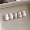 Adesivos de Unha Laço de Renda Rosa Coração Relevado Xadrez Doce e Fofo Adesivos de Unha Decorativos Autoadesivos Venda por Atacado