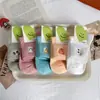 Calcetines Zhuji para Mujer, Calcetines de Media Caña Otoño e Invierno, Anti-Olor, Absorbentes de Sudor, Transpirables, Calcetines de Algodón para Mujer, Calcetines de Algodón Bordados con Dibujos Animados de Colores Dulces