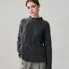 Suéter de punto con cuello semialto para otoño e invierno, suéter de cachemira de seis hilos trenzado grueso para mujer, holgado, elegante, cálido, camiseta de punto básica