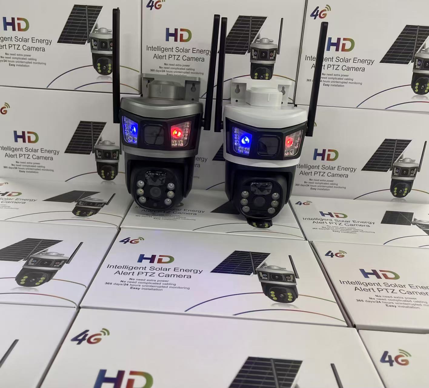 太阳能4G全景V380监控器无线手机远程室外双镜头枪球联动双