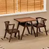 Conjunto Usado de Madeira Maciça com Duas Cadeiras e Uma Mesa, Cadeiras de Rattan Vintage para Sala de Jantar em Casa, Mesa de Chá para Varanda de Lazer