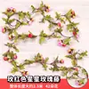 42 Piezas Vid de Flores Artificiales de Rosa Estrella Flor Falsa Decoración de Interiores del Hogar Flor de Seda Retro Europeo Flor de Rosa Pequeña