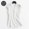 Camiseta Nueva de Seda de Verano para Mujer Chaleco sin Mangas de Seda de Morera Top Pullover de Cuello V Color Sólido Holgado y Elegante Ropa de Trabajo