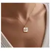 Amazon Transfronterizo Nuevo Collar Dorado Redondo de Rosa Moda para Niñas Elegante Temperamento Estilo Mid-Century Cadena para la Clavícula