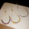 Pulsera geométrica extensible con circonita chapada en oro real de 18 quilates, pulsera versátil de moda y única, joyería de nicho de lujo ligero para mujer