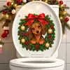 Laço de guirlanda de Natal para filhote fofo, capa de assento de vaso sanitário, adesivo decorativo autoadesivo para assento de vaso sanitário de banheiro, criando uma atmosfera festiva