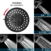 Rociador superior de ducha oculto de cinco velocidades estilo americano para baño, hotel, negro, giratorio, ajustable, boquilla de ducha pequeña de 4 pulgadas
