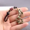 Colgante Creativo de Caballo de Pie de Latón Puro Adorno Pequeño Caballo Nube del Zodiaco Llavero Accesorio de Latón Colgante de Regalo
