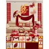 Decoração de Personagem Dupla Felicidade em Placa Kt para Parede de Cabeceira do Quarto da Noiva, Montagem de Ambiente para Quarto de Casamento, Conjunto de Casamento, Decorações de Casamento