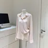 Camisa de novio tipo sal Lino natural manga larga solapa estilo perezoso