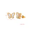 Venta caliente transfronteriza collar de acero de titanio temperamento femenino moda colgante de concha mariposa pulsera de alto sentido pendiente joya al por mayor