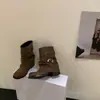 Botas anchas vintage desgastadas para mujer, nuevo estilo otoño e invierno 2026, botas Martin, botas de vaquero western, botas de tacón apilado