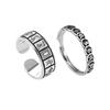 Anillo de mahjong Qian Duoduo de plata lisa para mujer, moda retro, apertura ajustable, anillo índice de trece, venta al por mayor de fábrica