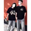 Algodón Peinado Ajustado Súper Moderno Unisex Camisetas de Verano para Pareja Holgadas Tendencia Marca Estilo Versátil Algodón Puro Camiseta de Manga Corta