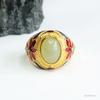 Anel de Água Clara de Jade Hetian Natural Anel de Dedo de Jade Vintage Atacado de Fábrica Dropshipping S3083001