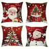 Temu Nova Capa de Almofada Decorativa para Festival de Natal Desenho Animado do Papai Noel Pelúcia Curta Estampada Decoração de Casa para Feriado Capa de Almofada