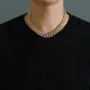 Cadena Cubana de Hip Hop Europeo y Americano, aleación 15 mm, totalmente cubierta de diamantes, collar cubano para hombre, suministro transfronterizo