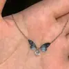 Collar de Mariposa Azul-Morado Degradado 'Dreamy Ice' para Mujer, Mismo Estilo que en Xiaohongshu, Diseño Único, Regalo para Novia, Cadena para Clavícula