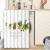Cortina Fresca Simples com Planta em Vaso para Cobertura de Pia, Cortina Meia para Cobertura de Máquina de Lavar, Cortina Divisória de Planta Sem Furos