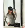 Camiseta KAPOK Otoño estilo coreano casual y elegante versátil ajustada de media botonadura cuello redondo manga larga para mujer 61100