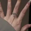 Anillo Abierto de Dedo con Colgante de Banda Delgada Totalmente Cubierto de Pedrería Súper Brillante Moda Vibrante Joyería de Mano Versátil Exquisita Suave Lujo Ligero Francés