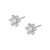 Pendientes de Flor de Plata S999 con Circonita Yun Xiaoshu para Mujer, Pendientes Mini de Flor Pequeña Fresca Estilo Bosque Incrustados con Diamante, Joyería de Plata al por Mayor