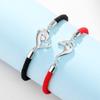 Pulsera para Pareja con Corazón de Amor Runxin para Hombres y Mujeres Un Par de Cuerda Negra y Roja Regalo Sencillo para Enamorados Pulsera de Cuerda Roja Tejida a Mano