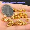 Plata de Ley S925 Chapada en Oro Patrón Martillado Cuentas Espaciadoras Pequeñas Finas Cuentas Cubo Juguete de Cristal Cuerda de Mano Trenzada Collar Accesorios Hechos a Mano para Bricolaje
