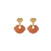 Brincos de Prata Yilu Água Natural Vermelha Prata de Lei S925 Jade Hetian Jade Água Clara Padrão de Dente Ruyi Xiangyun Estilo Chinês Novo
