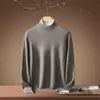 Suéter Masculino Bai Cai Rong 2026 Outono/Inverno Novo em Cashmere, Tricô de Manga Longa com Gola Alta Meia, Camisa Polo Casual para Negócios