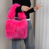 Bolso de Peluche Nuevo Estilo Transfronterizo, Bolso de Mano Imitación Piel de Mapache para Mujer, Bolsa Tote de Gran Capacidad, Piel Sintética, Moda Urbana