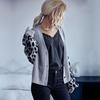 Bai Fen Zhi Yi Amazon Outono e Inverno Europeu e Americano Comércio Exterior Moda Cardigan Feminino Manga Longa Estampa de Leopardo Jaqueta Suéter para Mulheres