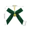 Lazo de Navidad Flocado con Cascabel Colgante para Árbol de Navidad Decoración de Caja de Regalo Nudo Decorativo de Alambre Dorado Hecho a Mano