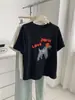 Camiseta de Manga Corta de Tejido Cepillado para Mujer, Estilo Coreano, Cuello Redondo, Hombro Normal, Capa Base, con Bordado de Cachorro, Primavera Temprana 2026