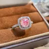 Anel de Bolsa Princesa Brilhante Fireworks Paraíba de Luxo Leve para Mulheres Incrustado com Diamantes de Alto Carbono e Anel de Diamante Aquamarina Pavé