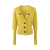 Ins Ropa de mujer al por mayor estilo europeo y americano 2026 Otoño Nueva Llegada Cuello Solapa Casual Tejido Delgado Top Corto