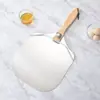 Pá de Pizza de Alumínio com Cabo de Madeira Removível, Pá de Bolo com Furos, Pá de Transferência de Pizza para Assar, Ferramenta de Assar para Virar Pizza