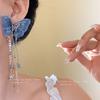 Pendientes de Borla de Cristal de Mariposa Bordado con Aguja de Plata Pendientes Super Hada Dulces Pendientes Versátiles de Moda para Mujer Diseño Nicho
