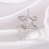 Moda Europeia e Americana Anel Exagerado de Aço Inoxidável para Mulheres Ouro 18K Simples Estilo Ins Anel de Design de Ponta Joias Atacado