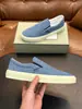 Tênis casual slip-on de retalhos em tecido jeans para homens, estilo transfronteiriço TF, sem cadarços, sola off-white, design versátil