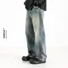Jeans Masculino Reto Lavado Rasgado Retro Ceecuz Desgastado Cleanfit Solto de Perna Larga Casual