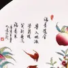 Plato de Cerámica Fushou Doble Completamente Cerámico Artesanal Nuevo Estilo Chino Decoraciones para el Hogar Adornos Regalo de Cumpleaños para Personas Mayores