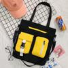Nova bolsa tutorial para estudantes em cor contrastante de ombro único Bolsa feminina pode ser enviada em nome de grande capacidade bolsa tote de lona pode ser de ombro duplo fabricante