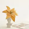 Decoraciones Navideñas 25cm Flor de Navidad Blanca Retro Artificial Falsa Hecha a Mano Flor de Tela Arreglo Florero Accesorios