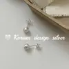 Pendientes Simples Dongdaemun de Corea del Sur Pendientes de Bola Cepillada de Plata de Ley S925 Modelo Versátil de Gama Alta de Nicho Elegante para Mujer